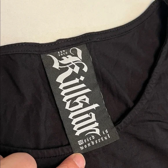 KILLSTAR BLACK GOTH RIPLEY TEE LONG MAXI HI-LOW  SHORT SLEEVE DRESS XXL - Picture 7 of 14